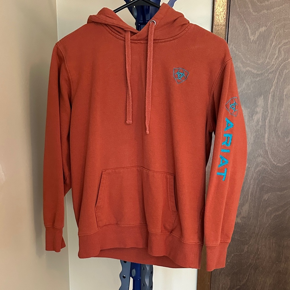 Ariat Rust Hoodie with Blue Logo